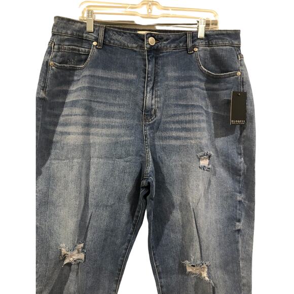 NWT NEW‎ Eloquii Classic Fit Stretch Denim Mom Jean Denim Jeans Distressed - Picture 11 of 16